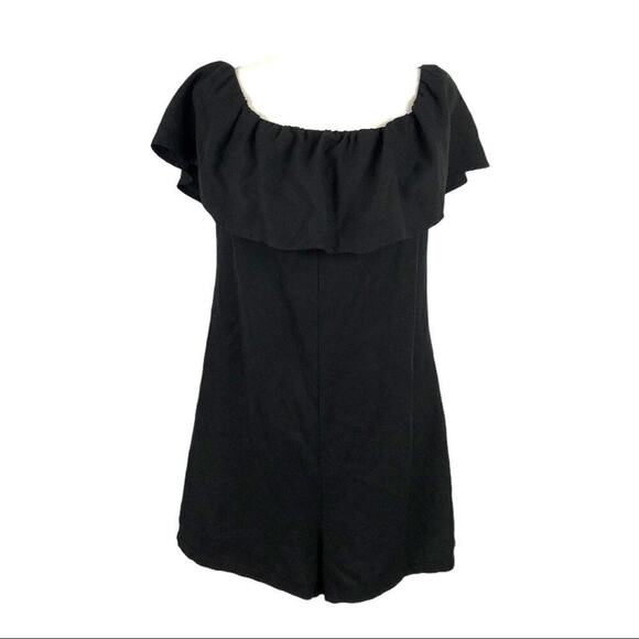 NWT Zara Bardot Off The Shoulder Short Frilled Minimalist Romper in Black XS - Picture 5 of 14